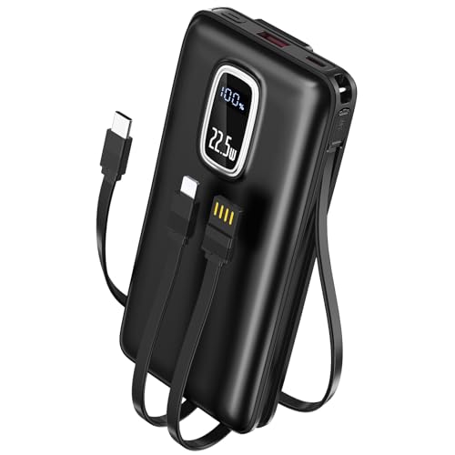 Portable Charger Power Bank - 22.5W Fast Charging 45800mAh Portable Phone Charger with Built in Cables,External Battery Pack USB C In/Output for iPhone 16/15/14 Series,iPad,Galaxy,Google,Tablet, etc.