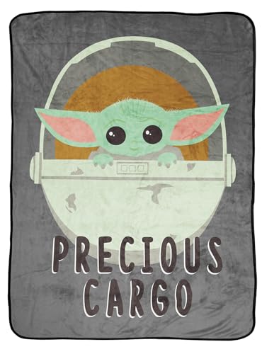 Jay Franco The Mandalorian Kids' Plush 46" x 60" Fleece Throw Blanket - Baby Yoda, Cozy, Fade Resistant for Toddlers to Teens