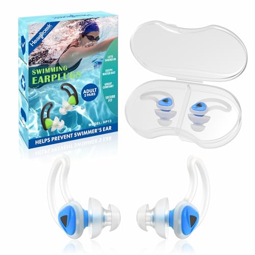 Hearprotek [2 Pairs] Swimmer Ear Plugs,Custom-fit Water Protection Adult Swimming earplugs for Swimmers Pool Shower Bathing and Other Water Sports