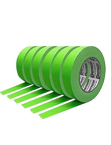 KREFINISH Painters Tape for Car - Green No Residue Automotive Masking Tape - Heat Resistant for Paint Booth, 0.7 Inches x 60 Yards, 6 Rolls
