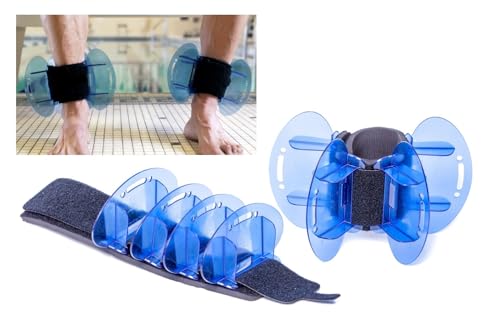 Aqualogix High Resistance Hybrid Aquatic Exercise Fin Set - Blue | Aquatic Cuffs | Quick Start Guide | Leg Water Weights | Strength & Swim Training | Exercise Equipment for Pools | Pair (HRPCFIN)