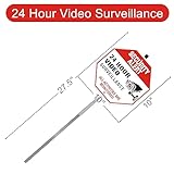 Security Alert 24 Hour Video Surveillance Sign All Activities Are Monitored, Rustproof Aluminum Yard Sign with Stake, Reflective Metal Sign, CCTV Warning Sign Outdoor, Red, 10 x 10 inch, 2 Pcs