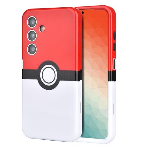 SupBo Case for Galaxy A15 5G - Cartoon Kawaii Red&White Ball Pattern Hard PC and Inner Silicone Hybrid Dual Armor Defender Case for Samsung Galaxy A15 5G