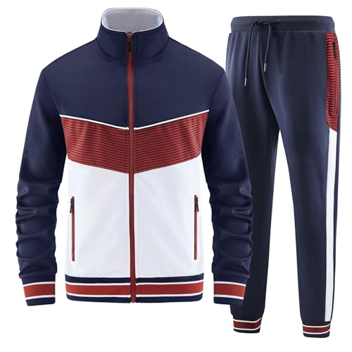 ANOTWENER Track Sweat Suits For Men Set Sweatsuits 2 Piece Sets Warm Up Tracksuit Jogging Suit Joggers Two Piece Outfits Jacket and Pants Sport Fashion Running Clothing JW-085-M