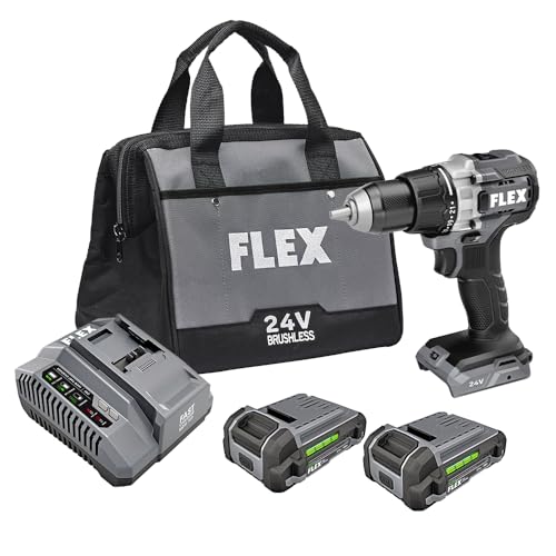 FLEX 24V Brushless Cordless 1/2-Inch 750 In-Lbs Torque 2-Speed Drill Driver Kit with (2) 2.5Ah Lithium Battery and 160W Fast Charger - FX1151-2A