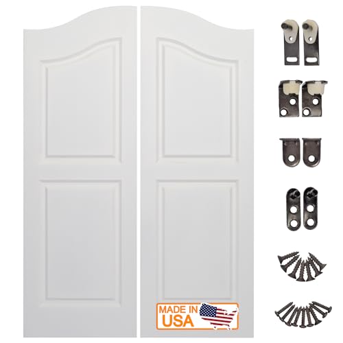 SWINGING CAFE DOORS Arched Top Saloon Interior Door Primed Cafe | Saloon Door Swing 30", 32", & 36" Door Opening, Great Double Action Door, 42" Door Height, 3/4 Thick, Bronze, 36", Oil Rubbed