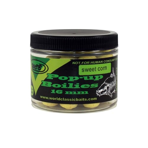 WCB Carp Baits Pop Up Boilies 16 mm - Carp Fishing Bait - Ideal for Carp Fishing (Flavor: Sweet Corn)