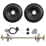 Tacsal 6" Go Kart Axle Kit, 740MM Rear Axle Kit with 2 Wheels, Tires, Rim, Brake Assembly and T8F Chain, DIY Live Axle Kit for Go Kart, Quads, Trike, Drift Bikes