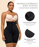 SHAPELLX Black Shapewear Leggings Corset Leggings Short Tummy Control Waist Trainer Shapewear with Zipper