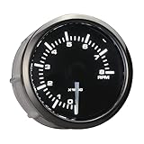 MOTOR METER RACING MGS Series 8000 RPM Universal Electronic Tachometer - 2-1/16" 52mm with White & Amber LED Backlit - Black Dial - Stainless Steel Bezel - for Gasoline Engine Alternator Car & Truck