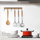 ANGOSUFI Kitchen Utensil Rack, Wall Hooks Rack Kitchen Rail, Wall Mounted Accessory Hanger with 6 Hooks for Kitchen Bathroom Bedroom, Pack of 2