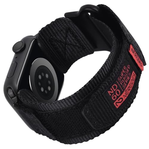 Nereides Compatible with Apple Watch Series 10 Band Series 9/8/7/6/5/4/SE/SE2, Nylon Sports Strap with Woven Design for 42mm/40mm/41mm/38mm (L, Black)