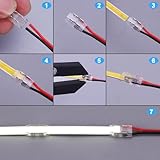 TOPAI 2 Pin 5mm COB LED Strip Connectors Transparent Solderless, 8 Pcs Strip to Strip, 22 Pcs Strip to Wire, 11 Pcs 22AWG 15cm/5.9in Long Extension Wires for 5mm COB LED Strip Lights