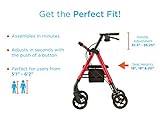 NOVA Medical Products Heavy Duty Bariatric Rollator Walker with Extra Wide Padded Seat, Petite Approx User Height: 4’” – 5’5”