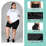 HLTPRO 3 Pack Plus Size Biker Shorts with Pockets for Women - 5" High Waist Soft Spandex Workout Yoga Running Shorts (2X, 3X)