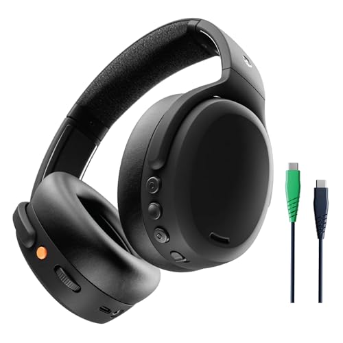 Skullcandy Crusher ANC 2 Wireless Over-Ear Bluetooth Headphones with Multi-Sensory Bass and Charging Cable, Active Noise Cancelling, Up to 60 Hours Battery, Microphone for iPhone Android - True Black