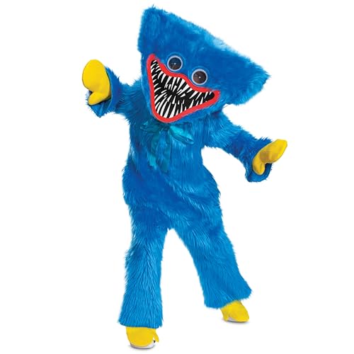 Disguise Huggy Wuggy Costume, Official Poppy Playtime Deluxe Kids Costume with Headpiece, Size (7-8)