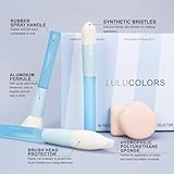 LULUCOLORS 18-Piece Light Blue Professional Makeup Brush Set – Translucent Rubberized Handles, Soft Synthetic Bristles for Face & Eye Makeup – Includes Travel Bag & Sponges,Complete Brush Collection