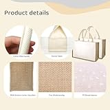 WHEATHUSK 24 Pack Burlap Bags Bulk Jute Tote Bags with Handles Beach Tote Bag Blank Reusable Burlap DIY Handbag for Bridesmaid Gift Wedding Shopping Travel, White 12.8" x 8.2" x 5.2"