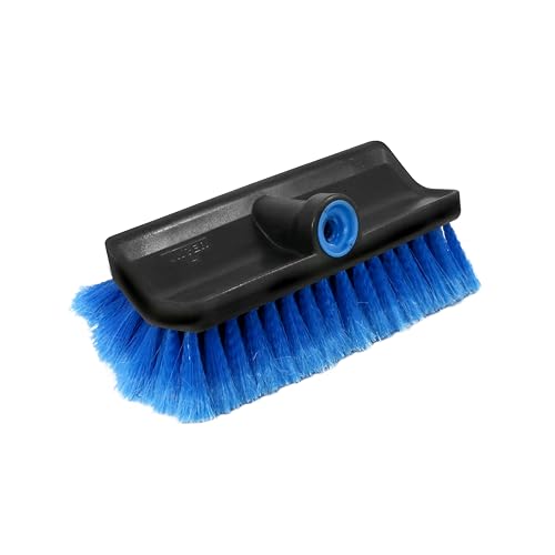 Unger Professional Lock-On HydroPower 10” Bi-Level Soft Wash Brush, Compatible with Waterflow Poles, Outdoor Cleaning Supplies, Great for Patios, Siding, Windows, Cars, and Boats