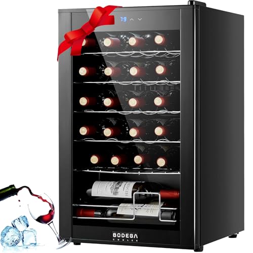 BODEGACOOLER Wine Cooler 24 Bottle for Home and Kitchen, Mini fridge for Bedroom,Wine Fridge with 41-64.4°F Digital Temperature Control,Small Freestanding Wine Refrigerator for Red, White & Champagne