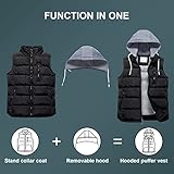 CREATMO US Men's Casual Outdoor Quilted Jacket Padded Sleeveless Vest Coats Outerwear With Hood Black L