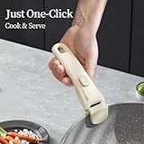 Removable Pot Handle Cream White, Universal Pan Handle, Replacement Handle for Pots and Pans, Fits All Cookware, Includes Spatula Rest & Drip Pad， Durable & Heat-Resistant