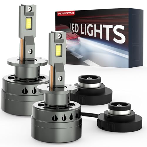 PERPOTAO D2S D2R Led Bulb, 26,400LM, 600% Brightness, 6,000K White, 10x Cooling, Xenon HID Replacment, Fast Plug, Compatible 99.99%, Fog Light, 2-Pack