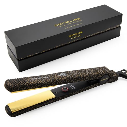 Corioliss C Style Classic pro Hair Straightener for Women Professional Titanium Plates Flat Iron (Leopard Gold Soft Touch)