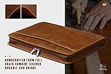 Gavarnie Genuine Leather Business Portfolio Padfolio Folder with Zipper for Men, Men's Leather Padfolio Folder for 13" Laptop, Business Portfolio with Letter Size Notepad, Graduation Gift，Brown