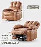 GarveeHome Oversized Electric Recliner Chair - 360° Rocker Swivel Recliner with Heat and Massage, PU Leather Large Recliner for Adults, Comfortable Lazy with 1.5X Sponge Filling for Living Room