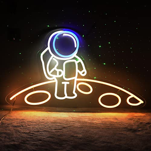 Vinray Astronaut Neon Sign,Large Spaceman Standing On The Planet LED Sign Big Neon Light for Game Room Wall decor for Space Room,Birthday Gifts 12V Powered Large size 24 * 15inches