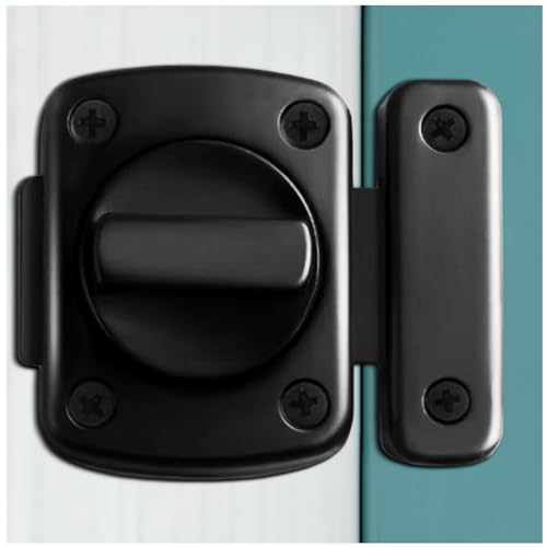 ANTEISI 180 Degree Door Reinforcement Lock - Single & French Door Lock, Safety Latch - Black