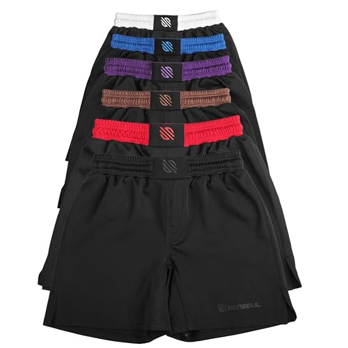 Sanabul Essential MMA Shorts for Men Boxing No Gi Jiu Jitsu Grappling BJJ Shorts, Black 30 inch W