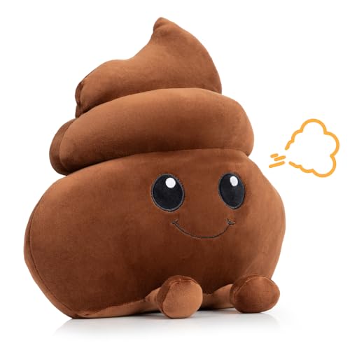 Twiddler Toys Poop Emoji Fart Noise Maker - 11” Plush Toy Makes 20 Hilarious Farting Sounds - Funny Gag Gift for Friends and Coworkers