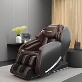 Real Relax Massage Chair Favor-06, Full Body Zero Gravity SL-Track Shiatsu Massage Recliner Chair with APP Control, Brown