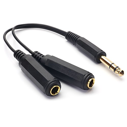Disino 1/4 Splitter, 1/4" TRS Stereo Male to Dual Female Y Splitter Cable Quarter Inch Splitter Cord - 8 Inch / 20cm