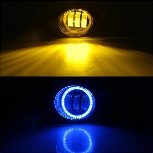 2pcs Angel Eye Fog Light Assembly Compatible for Nissan X-Trail/Rogue T32 2014 2015 2016 Lens DRL Daytime Running Lamp H11(Yellow and Blue)