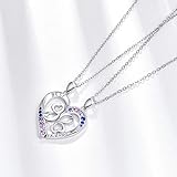 Cuoka Best Friend Necklace for 2 Set, 925 Sterling Silver BFF Half Heart Engraving Best Friend, Sister Pendant Necklaces Set Jewelry Birthday Valentine for Women