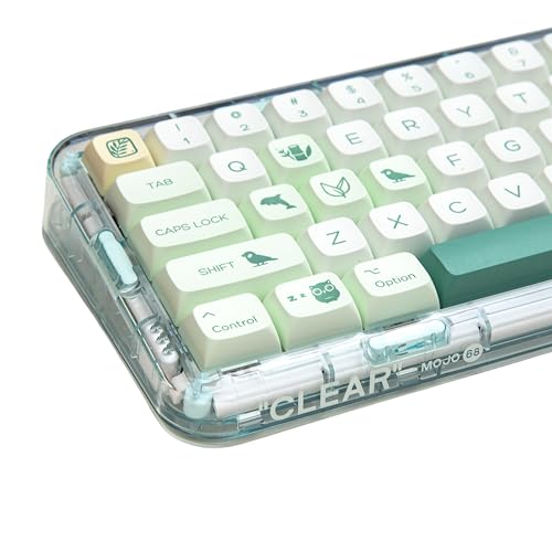 Cmokifuly Botanical Keycaps XDA Profile Custom Keycap for Mechanical Keyboard,144 Keys Set PBT Dye Sublimation Keycaps (Green Botanical Garden)