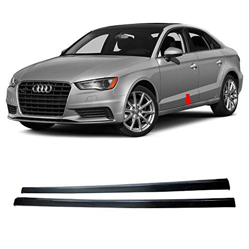 NINTE Side Skirt Fit for 2013-2019 Audi A3 Sedan, Carbon Fiber Style PP Side Bottom Line Extension Lip