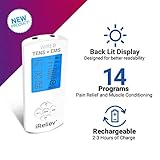 FDA Cleared iReliev TENS Unit + EMS 14 Therapy Modes, Premium Pain Relief and Recovery System, Rechargeable, Large Back Lit Display, 12 Electrodes & Case