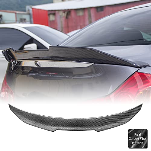 AeroBon Real Carbon Fiber Trunk Spoiler Compatible with 2007-2014 Infiniti G35, G37, G25, Q40 4-Door Sedan Spoiler (H Style)
