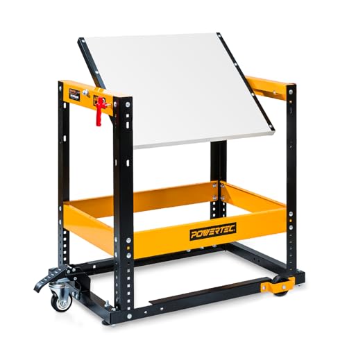 POWERTEC Flip Top Tool Stand with Caster Wheels - Mobile Workbench with 300lb Capacity, for Benchtop Power Tools, Heavy Duty (UT1012)