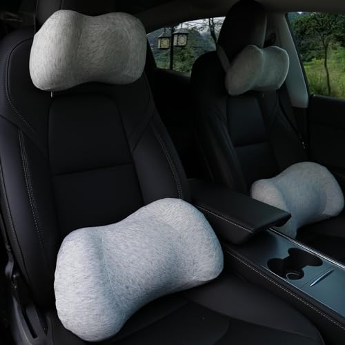 RaoRanDang Car Headrest & Lumbar Support Cushion, Car Neck Pillow Kit, Memory Foam Ergonomic Car Headrest and Lumbar Support for Driving Fatigue Relief, Comfort and Support Your Neck and Back, Grey