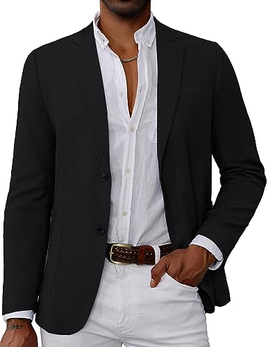 Men's Blazer Premium Stretch Classic Fit Sport Coat Business Suit Jacket for Office Carbon Black XXL