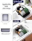 Kitsure Dish Drying Rack- Space-Saving Dish Rack, Dish Racks for Kitchen Counter, Stainless Steel Kitchen Drying Rack with a Cutlery Holder, 12''W x 15''L, Black