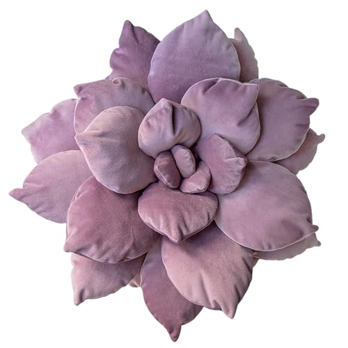 Hearthfire Hygge 3D 17" Purple Succulent Pillow | Hand-Stitched Flower Pillow for Bedroom, Living Room, and Nursery | Cozy Decorative Leaf Throw Pillow