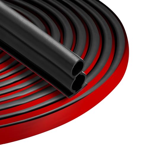 BISOTHAI 40 Feet Rubber Weather Stripping Door Seal Large Gap, Extra Thick Self-Adhesive D-Shaped Door Weather Stripping Seal Strip for Door Frame Door Insulation Strip Soundproofing (Black)