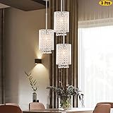 3 Pendant Lights Farmhouse Light Fixtures Kitchen Island Lighting Crystal Hanging Lamp Modern Pendants Ceiling Lamps,for Dinning Room Bedroom Hallway Bar (E26 Base)